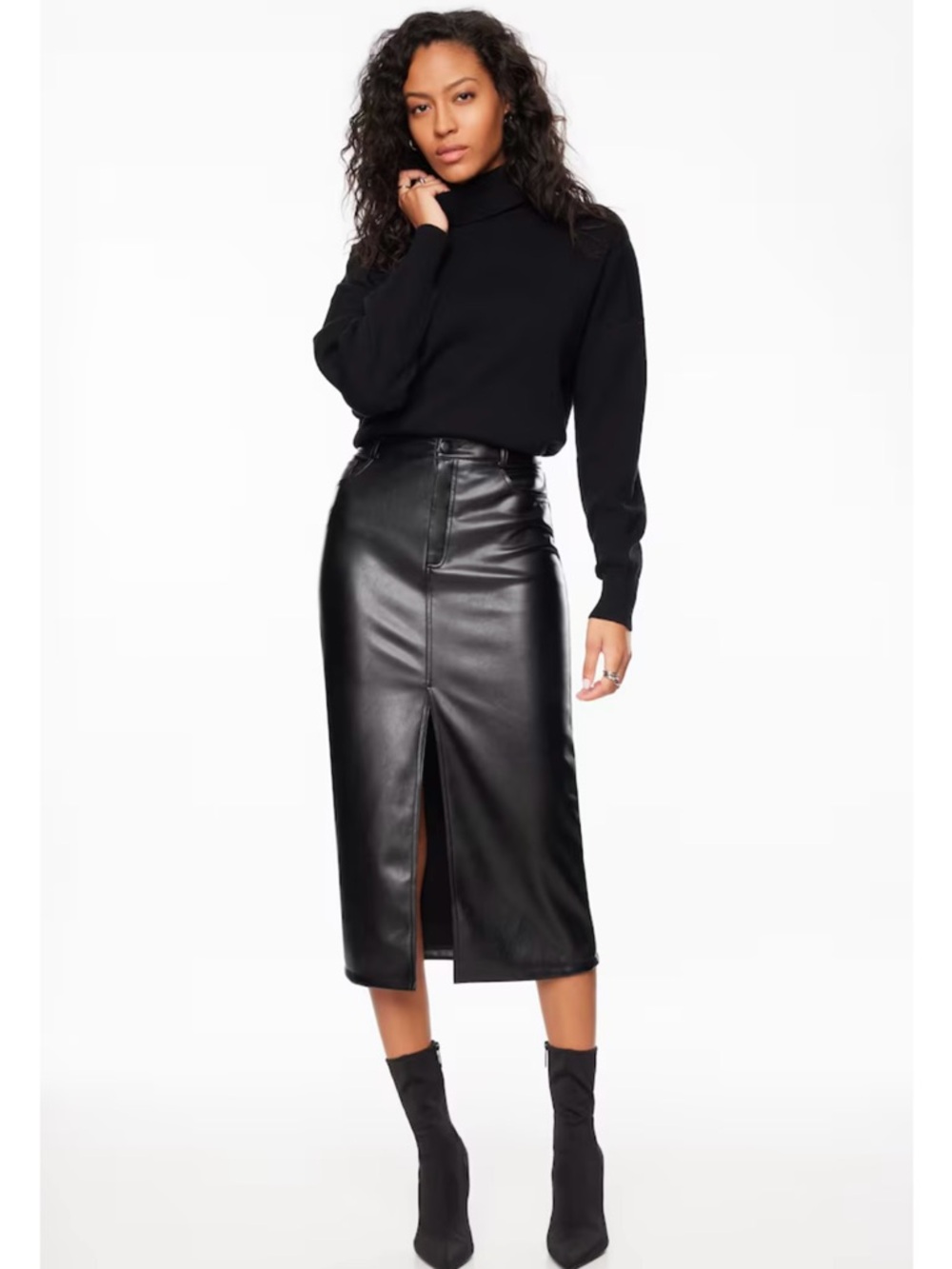 Dynamite Gigi Faux Leather Midi Skirt | Size XS